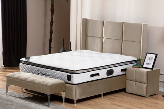 Lit Coffre RIO BEIGE - Velours