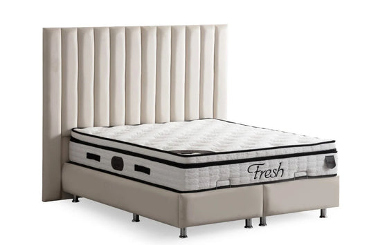 Lit Coffre ATHENA BLANC CASSE - VELOURS