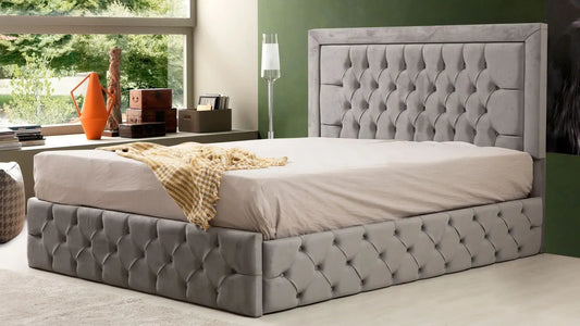 Cadre De Lit ROMA GRIS - Velours capitonné